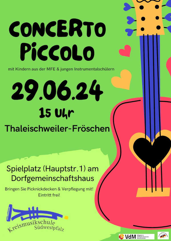„Concerto Piccolo“ Kinderpicknickkonzert der Kreismusikschule am 29. Juni 2024 in Thaleischweiler-Fröschen