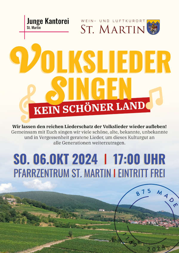 Offenes Volksliedersingen mit der Jungen Kantorei St. Martin