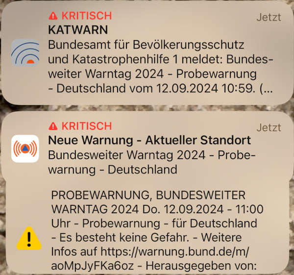 Warnungen Warn-Apps NINA KATWARN Cell Broadcast