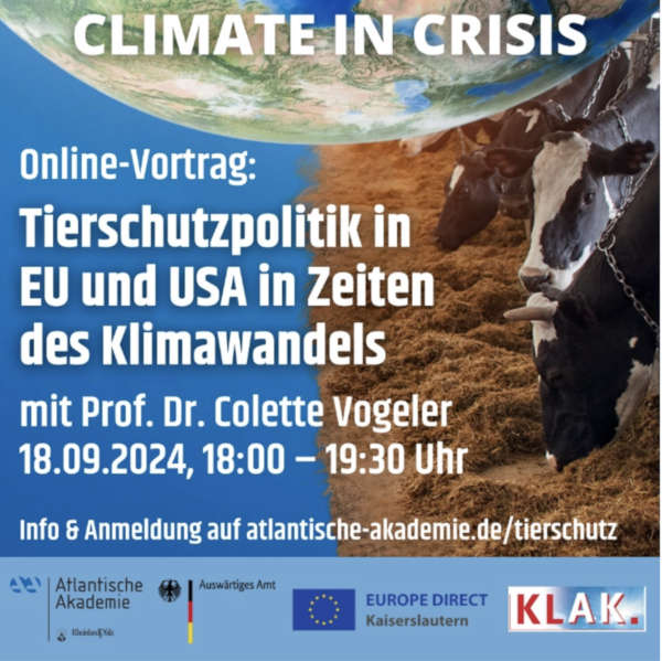 Onlinevortrag am 18. September 2024 - "Tierschutzpolitik in EU und USA in Zeiten des Klimawandels"