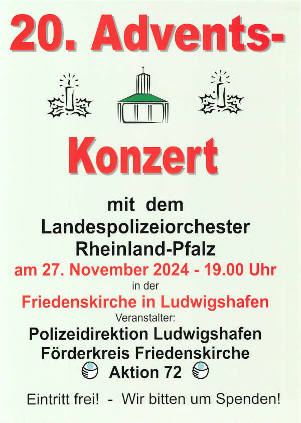 Adventskonzert am 27. November 2024 in der Friedenskirche Ludwigshafen