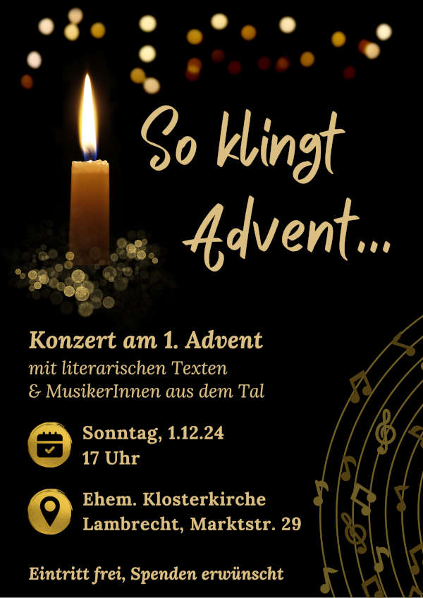 Adventskonzert am 1. Advent 2024 in der ehem. Klosterkirche Lambrecht