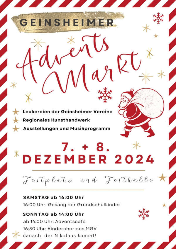 Geinsheimer Adventsmarkt am 2. Adventswochenende 2024