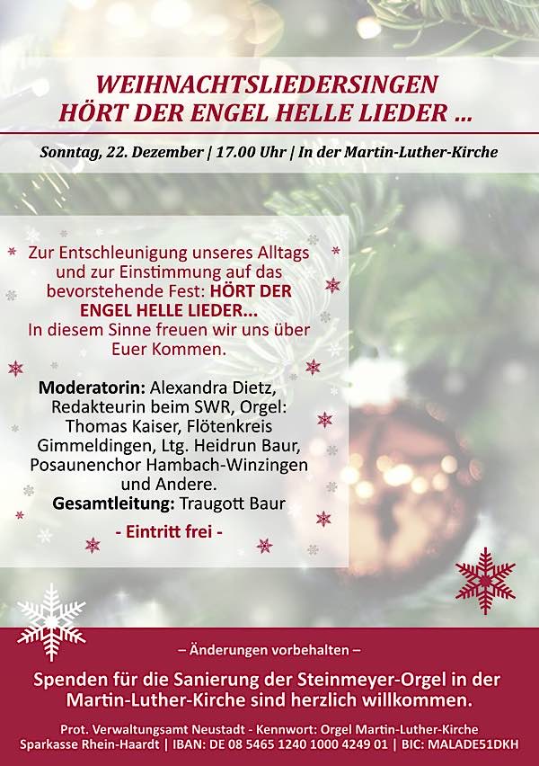 Weihnachtsliedersingen im Dezember 2024 in Neustadt an der Weinstraße