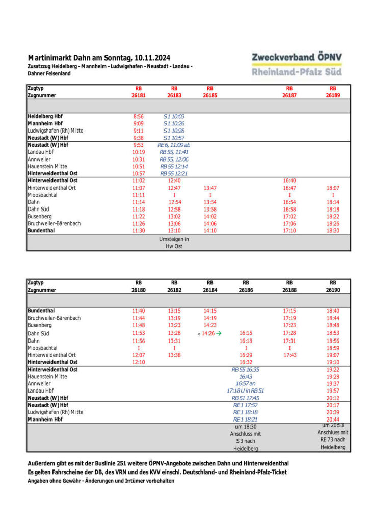 Fahrplan (Quelle: DB) - zum Vergrößern aufs Bild klicken