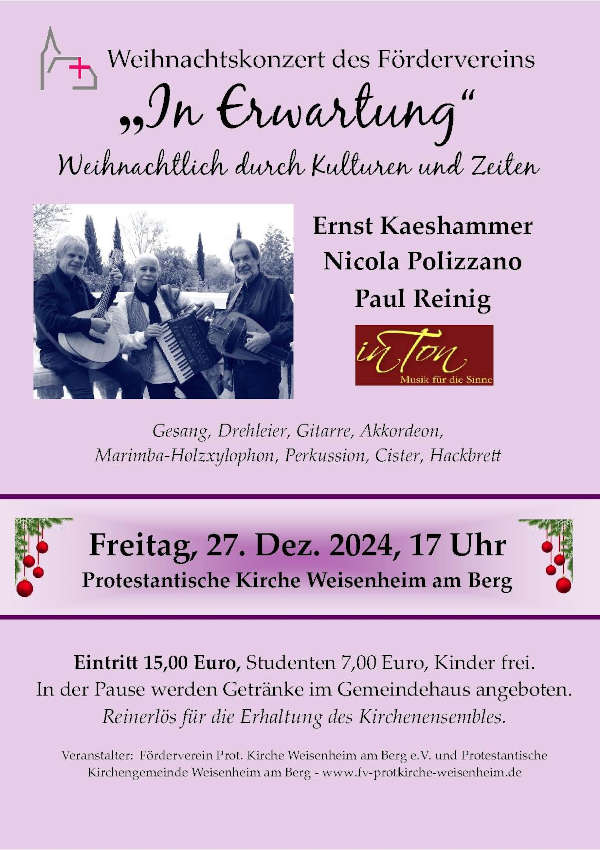 Weihnachtskonzert im Dezember 2024 in Weisenheim am Berg