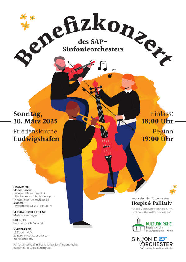 Eintrittskarten für Benefizkonzert des SAP-Sinfonieorchesters am 30.03.25 in der Friedenskirche ab sofort erhältlich