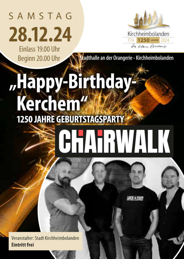 „Happy Birthday Kerchem“ – Party mit CHAIRWALK im Dezember 2024 in Kirchheimbolanden