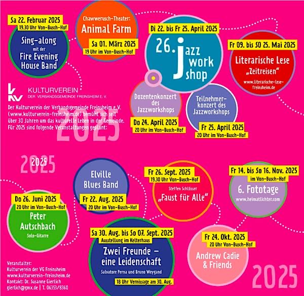 Veranstaltungen des Kulturvereins der VG Freinsheim 2025