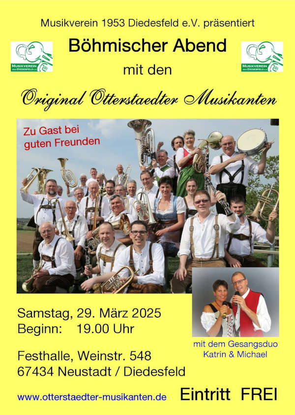 Böhmischer Abend mit den Original Otterstädter Musikanten im März 2025 in Neustadt an der Weinstraße