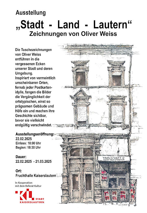 Ausstellung "Stadt - Land - Lautern" von Oliver Weiss im Februar und März 2025 in Kaiserslautern