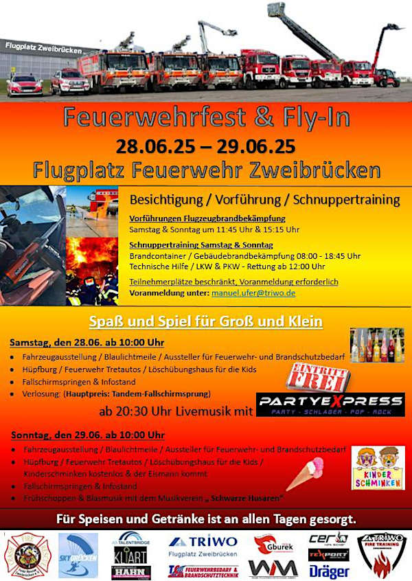 Feuerwehrfest und Fly-Inn der Flugplatzfeuerwehr Zweibrücken im Juni 2025