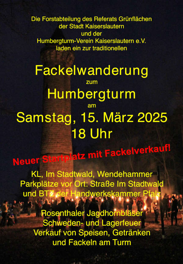 Fackelwanderung im März 2025 zum Humbergturm bei Kaiserslautern